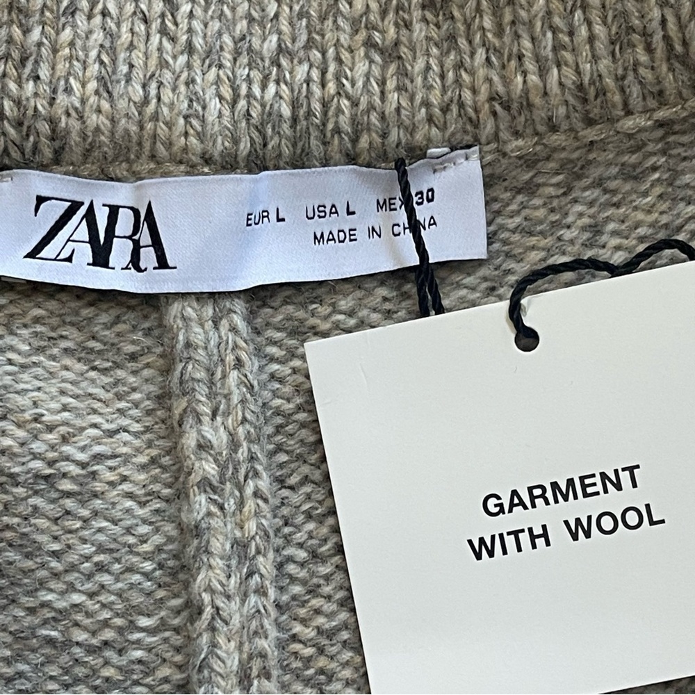 Zara women’s cozy lounge wool blend wide leg pants casual Sz Large beige - Picture 10 of 13